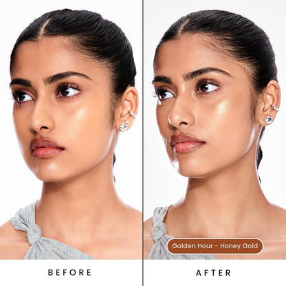 Sacheu Liquid Glow STAY-N Liquid Highlighter & Illuminator Makeup — 30ml Long Lasting Luminous Glow Lightweight Dewy Finish, Golden Hour