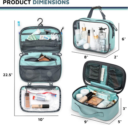 Toiletry Bag Kit Set: Hanging Travel Toiletry Bag + 311 TSA Cosmetic Liquid Bag + Ultralight Accessory Organizer Pouch