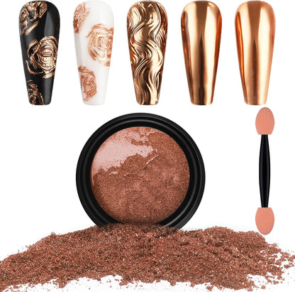 Artdone Chrome Nail Powder, Copper Iridescent Aurora Powder Metallic Mirror Effect Pigment Pearlescent Mermaid Pigment Pearl Glitter Dust Kit, Nail Art Decoration, Resin Craft