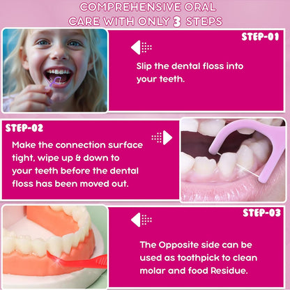 Flavored Floss Picks, 300 Count, Dental Floss Picks for Teeth with Fun Fruit Flavors, Flosser Picks for Adults and Children, | Bubble Gum Flavor