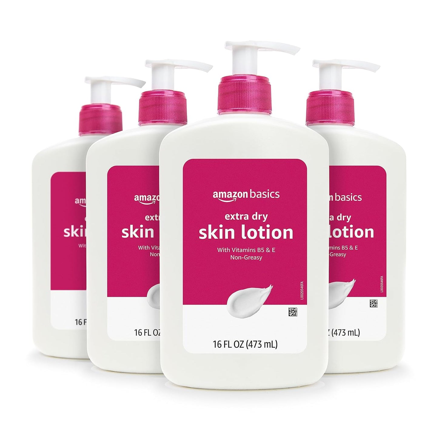 Amazon Basics Body Lotion for Extra-Dry Skin with Vitamins B5 & E, Clean Scent, 16 fl oz, Pack of 4 (Previously Solimo)