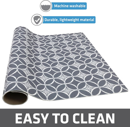 Drymate XL Dish Drying Mat, Oversized (19”x24”), Low-Profile, Super Absorbent, Quick Dry Fabric, Waterproof & Slip-Resistant, for Kitchen Counter, Trimmable, Easy to Clean (USA Made)(Indigo Grey)