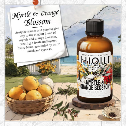 HIQILI Myrtle & Orange Blossom Fragrance Oil for Diffuser, Inspired by D.or Tera-Bella, Candle & Soap Making, Long-Lasting Citrus Floral Scent - 1 Fl Oz