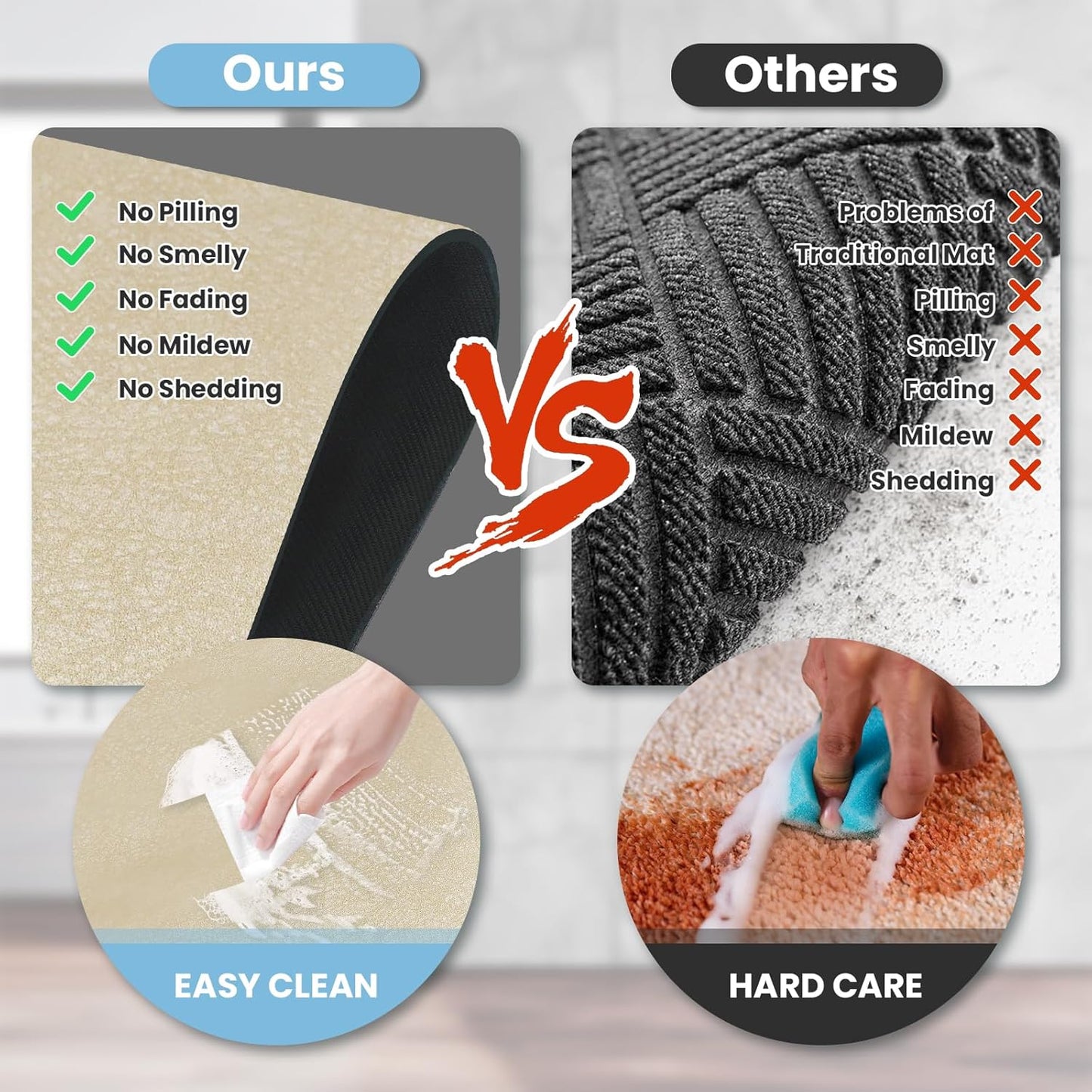 Diatomaceous Earth Bath mat Bathroom Rugs Super Absorbent Quick Dry Non Slip Bath Mat Thin Bathroom Floor Mats Fit Under Door-Shower Rug for in Front of Bathtub Shower, Coffee, 15.7"x35.4"