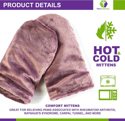 Mars Wellness Heated Microwavable Mitts - Herbal Hot/Cold Deep Penetrating Herbal Aromatherapy Therapy Mittens with Flaxseed and Herbs - Trigger Finger, Inflammation, Carpal Tunnel - Mauve
