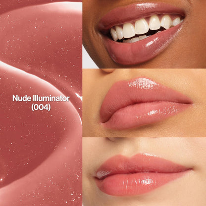 REVLON Super Lustrous Glass Shine Balm, Hydrating Tinted Lipstick, Sheer, Glossy Shiny Finish, 004 Nude Illuminator, 0.11 oz