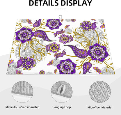 Purple Flower Kitchen Drying Mat Boho Floral Microfiber Dish Drainer Mat for Kitchen Counter Absorbent Reusable Washable 18x24 Inch Home Holiday Decor