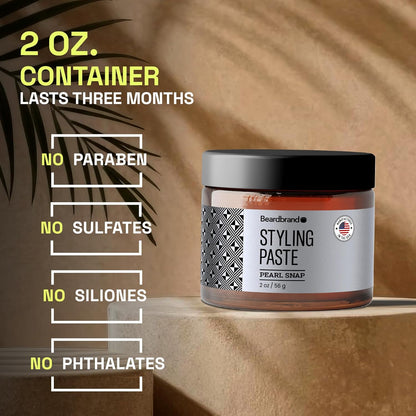 Beardbrand Beard Styling Paste - Medium Hold and Natural Look Hair Paste for Men - Versatile Hair Styling Cream - Teakwood, Rosemary, & Citrus Scent- 56 grams