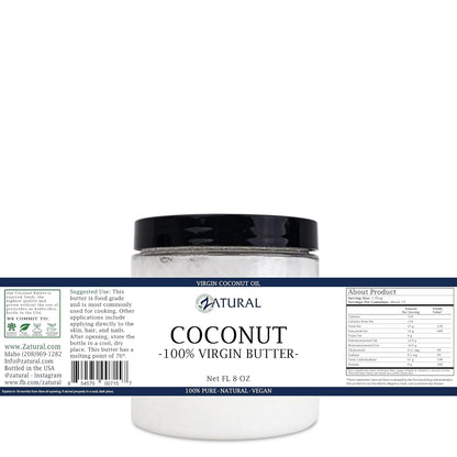 Zatural Coconut Oil, 100% Virgin Organic Extra Virgin Unrefined, Cold Pressed, 8 Pounds (8 Ounce)