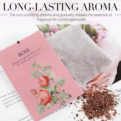 Rose Scented Sachet Bags - 12 Pack Closet Freshener Odor Eliminator, Long Lasting Home Fragrance for Drawers, Wardrobes & Cars, House Smell Good Products, Air Freshener for Closet