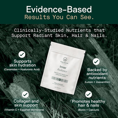Adapt Naturals Inner Radiance Hair Skin and Nails Vitamins for Women and Men with Biotin, Collagen, Hyaluronic Acid, Vitamin C & Ceramides - Thicker Hair, Stronger Nails & Hydrated Skin Supplement
