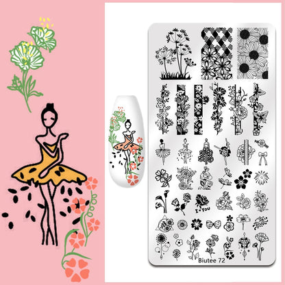 Biutee Nail Stamping Plate Set 12Pcs Nail Art Stamping Plates Nail Stamping Kit Nail Stamper Kit Flower Leaves Animal Lace Star Halloween Christmas Design Nail Stamp Plate