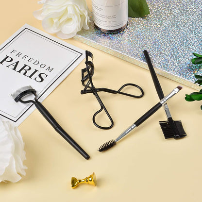 Eyelash Comb Brush Tools EBANKU 4pcs Eyebrow Brush Comb Eyelashes Curler Lash Separator Tool Double Ended Professional Eye Brow Spoolie Brushes for Makeup Grooming (Black)