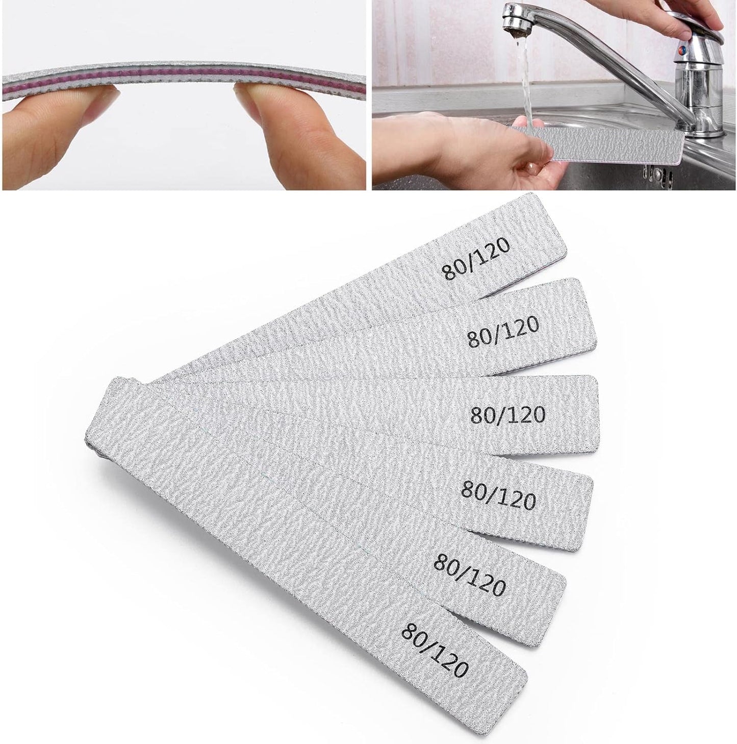 100 Pcs Nail Files for Acrylic Nails 80/120 Grit Double Sides Emery Boards Professional Nail Buffering Files