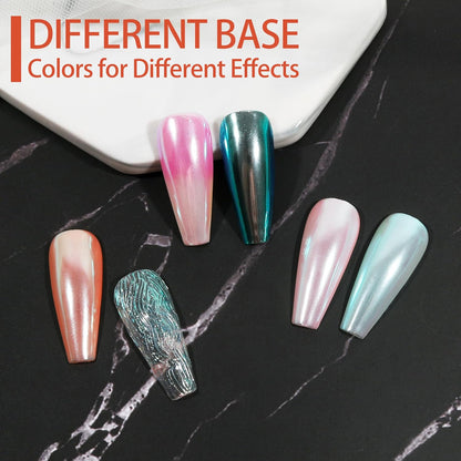 Artdone Aurora Chrome Nail Powder, Iridescent Unicorn Powder Metallic Mirror Effect Pigment Pearlescent Mermaid Pearl Glitter Dust Kit, Nail Art Decoration, Resin Craft