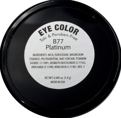 Platinum Silver Shimmering Gray Grey Pewter Pressed Powder Single Vegan Eyeshadow; Talc, Paraben & Cruelty Free