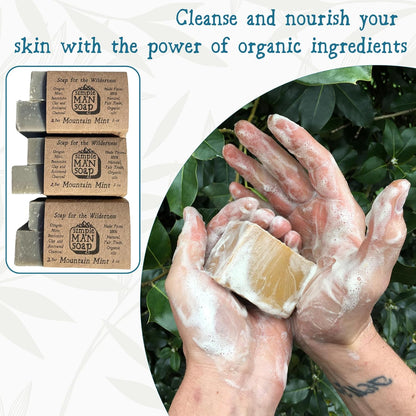 SimpleMan Soap Bar (Mountain Mint) - Men’s soap with Organic & Fair Trade Essential Oils - All Natural, Handmade Man Bath Soap Bars-Pack of 12-2.5 Ounce bars(30 Ounces Total)