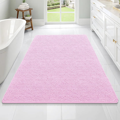 OLANLY Bathroom Rugs 70x46, Extra Soft Absorbent Chenille Bath Rugs, Rubber Backing Quick Dry, Machine Washable Bath Mats for Bathroom Floor, Tub and Shower, Home Decor Accessories, Pink