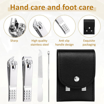 24 Set Travel Nail Clippers Kit Manicure Kit Stainless Steel Pedicure Set with Black Travel Case Portable Grooming Kits Gifts for Men Women Stainless Steel for Gifts Nail Care