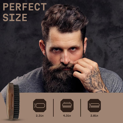 Striking Viking Beard Brush for Men - 4.3-Inch Beech Wood Handle, Brown - Boar Bristle Beard Brush, Travel Size Detangler & Static Reducer