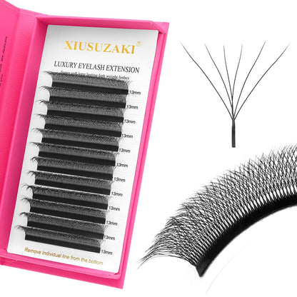 W Lash Extensions Supplies 6D Eyelash Extensions W Shape 0.07mm Thickness C Curl 9mm Premade Fans Easy Fan Lashes Volume Matte Black 12 Rows Crisscross Eye Lashes(W-6D-0.07-C,9mm)