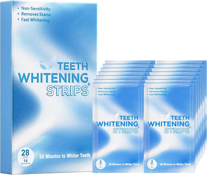 Teeth Whitening Strips - Sensitive Tooth Whitener 14 Day Treatments for Adults, Enamel Safe for White Teeth Professional Whitestrips for Deep Stains Coffee Wine Tobacco, Non-Slip 28 Strips Mint