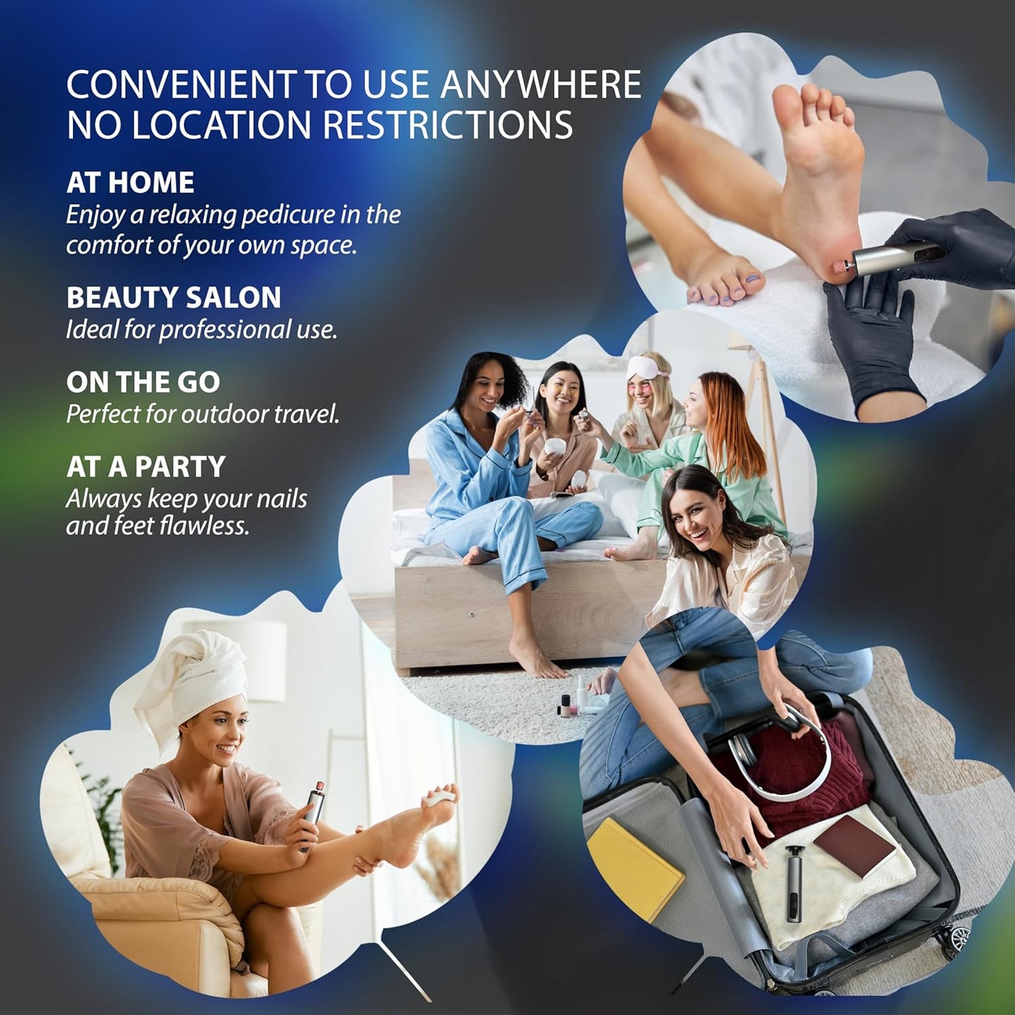 Electric Foot Callus Remover Rechargeable - Black Electric Foot Filer with 9 Speed Settings, Type-C Charging, and 60 Sanding Discs for Smooth Skin - Callus Remover for Feet