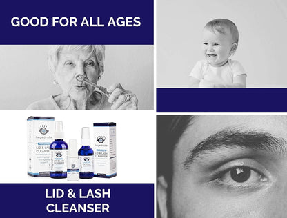 Lid and Lash Cleanser – 2oz Glass Bottle – Pure Hypochlorous Acid Spray for Soothing Dry Eye Irritation – Daily Eyelid & Lash Cleanser