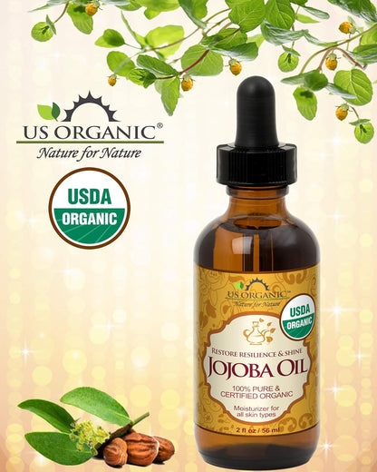 US Organic Jojoba Oil, USDA Certified Organic,100% Pure & Natural, Cold Pressed Virgin, Unrefined, Haxane Free, Sourced from Middle East directly (Small (2oz, 56ml))
