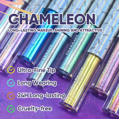 CHARMACY Chameleon Liquid Eyeliner, Liquid Glitter Eyeliner, Highly Pigmented, Metallic MultiColor Shifting waterproof Eyeliner, Ultra-Fine Tip, Longwearing, Smudge-proof (#307)