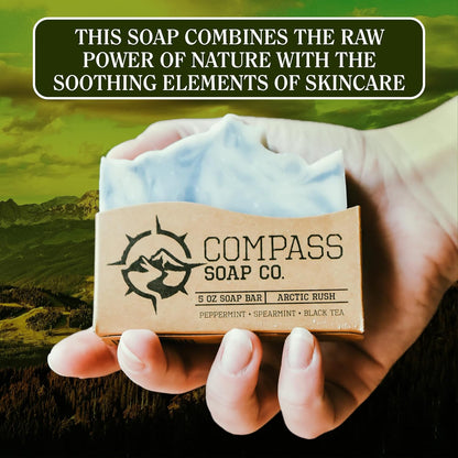 CompassSoap Arctic Rush | Natural Bar Soap for Men & Women | Body & Face Soap Bar for Women and Men | Minimalist & Gentle Lather | Natural Bath Soap, Paraben & Phthalate Free | 5 oz, Pack of 2