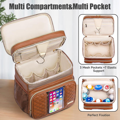 Large Leather Toiletry Bag for Women Men,Bathroom Bag,Water Resistant Portable Shower Caddy for College Dorm,Hanging Toiletry Bags for Traveling,Gym Camping Cruise Ship Travel Essentials Shower Bag