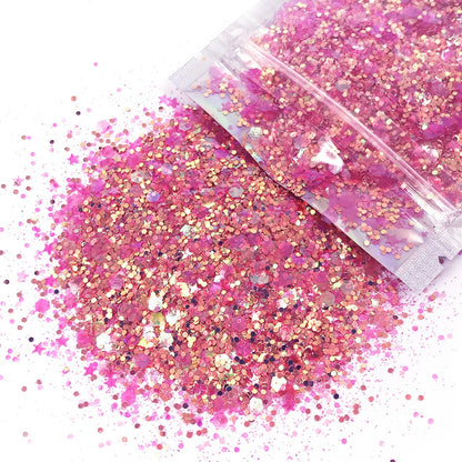 Holographic Pink Unicorn Glitter - 15G Chunky Face, Hair, Eye & Body Glitter Set for Women. Rave & Festival Accessories