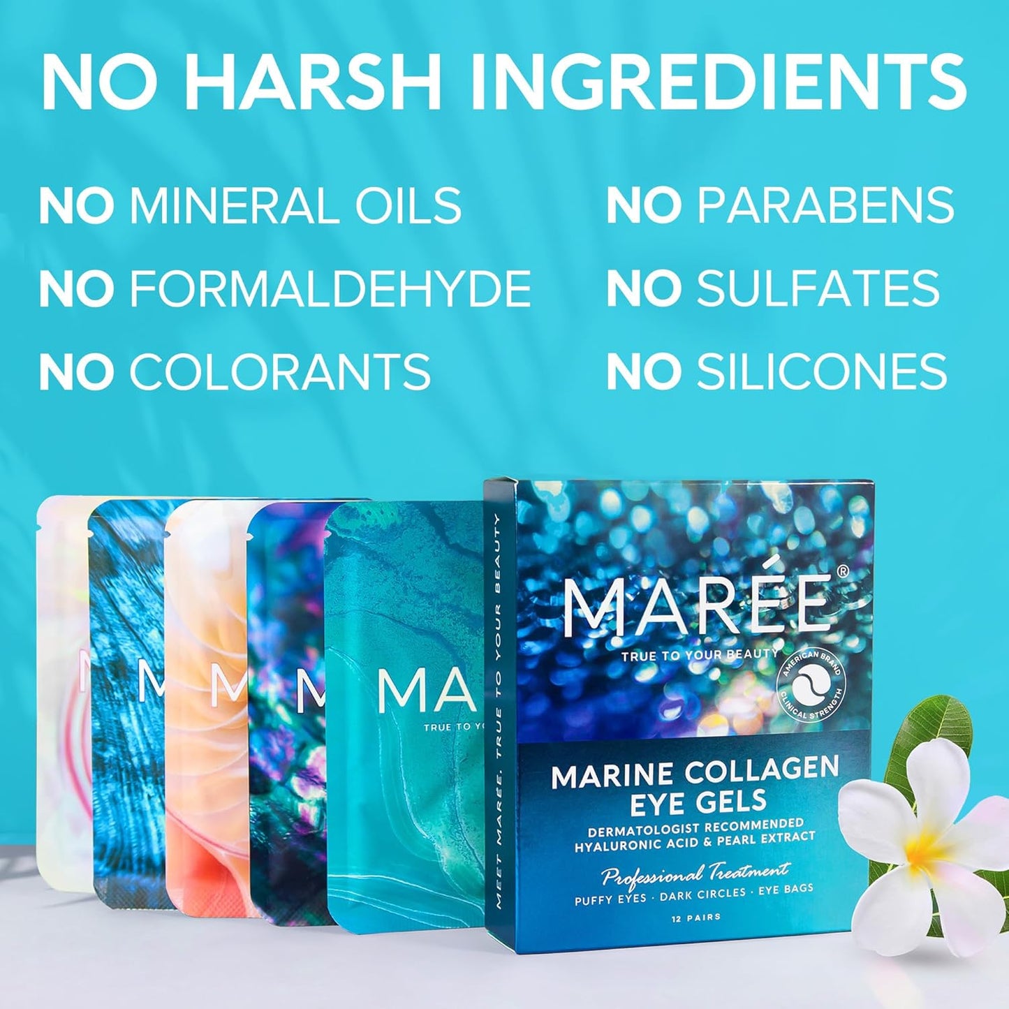 MAREE Eye Gels - Under Eye Gels for Puffy Eyes and Dark Circles with Natural Marine Collagen & Hyaluronic Acid - Anti-Aging Eye Mask for Face to Soothe Puffiness, Eye Bags and Wrinkles