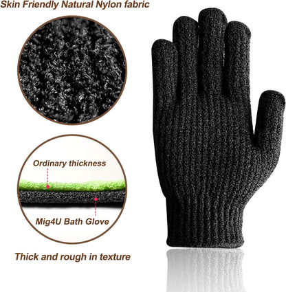 MIG4U Shower Exfoliating Scrub Gloves, Bathing Gloves Body Wash Dead Skin Removal Deep Cleansing Sponge Loofah for Women Men