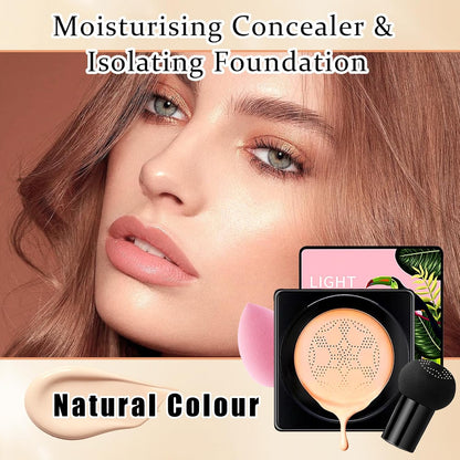 2Pcs Mushroom Head Air Cushion CC Cream Foundation Makeup,Moisturizing BB Cream Face Makeup Liquid Foundation,Long Lasting Full Coverage Concealer for All Skin Types（Natural）E