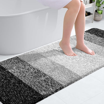 OLANLY Bathroom Runner Rugs 70x24, Extra Soft Absorbent Microfiber Bath Rugs, Rubber Backing, Quick Dry, Machine Washable Bath Mats for Bathroom Floor, Tub and Shower, Home Decor Accessories, Black