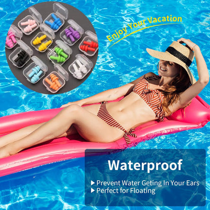 Ear Plugs for Swimming, Soft Ear Plugs for Sleeping Noise Cancelling, Reusable Ear Plugs for Noise Reduction, Ear Protection, Silicone Earplugs for Swimming, Sleeping, Snoring, Work, Concerts, 8 Pairs