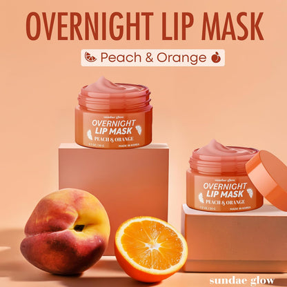 Lip Mask with Peach & Orange – Hydration, Lip Repair for Dry Cracked Lips & Smoothing – Dermatologist Tested, Korean Lip Care – 95% Natural, Clean Beauty, Cruelty-Free – 1 Pack
