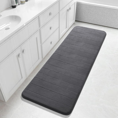 Yimobra Bathroom Runner 60"x24", Non Slip Memory Foam Bath Mat, Super Soft Water Absorbent Hallway Carpet, Machine Washable Rug for Vanity Tub Shower, Dark Gray