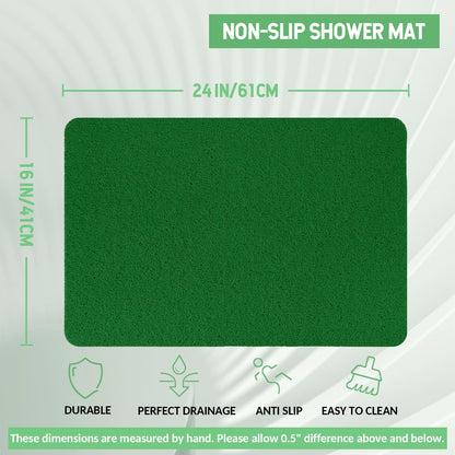 Non-Slip Bathtub Mat, Anti Slip Shower Mat, Fast Drying Bathtub Mats, Foot Scrubber Mat, Anti Slip Mat for Tub, Floor, Bathroom, Kitchen, Home, Hotel (Dark Green 24"×16")