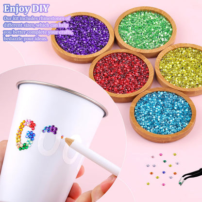 24000Pcs Resin Rhinestones for Bedazzling with Tweezers, Multicolor 3mm Rhinestones for Crafting with 3Pcs 10ml B7000 Jewelry Glue for DIY Crafts Clothing Tumblers Shoes Fabric Nail Art
