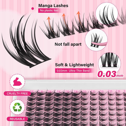 PRO LASHBEAUTY Lash Clusters, Eyelash Clusters 8-18 Mixed Cluster Eyelash Extensions Mixed Lash Extension Reusable Soft & Comfortable (Dewy,8-18mix)