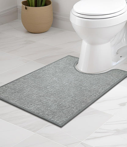 chakme Bathroom Rugs Mat U-Shaped 24x17, Ultra Thin Non Slip Bath Mat Small Quick Dry Absorbent Bath Mat for Bathroom Floor, (Light Grey, U-24"x17")