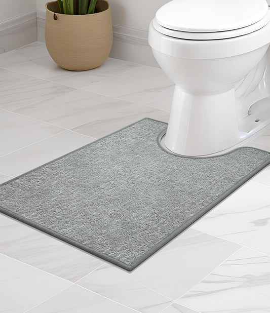 chakme Bathroom Rugs Mat U-Shaped 24x17, Ultra Thin Non Slip Bath Mat Small Quick Dry Absorbent Bath Mat for Bathroom Floor, (Light Grey, U-24"x17")