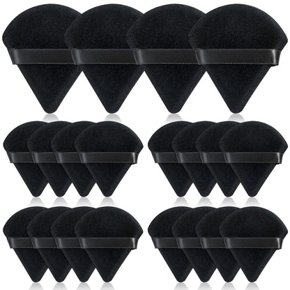 Thrilez 20pcs Triangle Powder Puff, Loose Powder Puffs Makeup Puff for Face Powder, Setting Powder Puff for Make Up, Face Puff Pads for Press Powder, Sponge Powder Applicator for Face and Eye (Black)