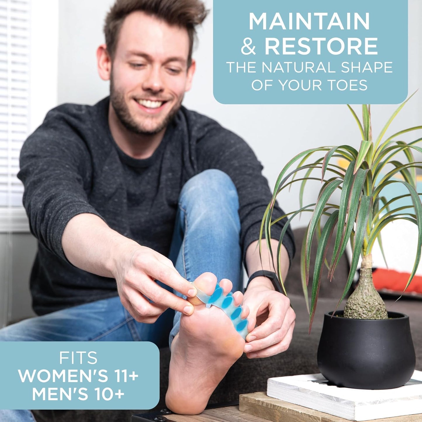 Mind Bodhi Toe Separators/Toe Spacers - For Men and Women - Correcting Bunions and Restoring Toes to Their Original Shape - Large Size - Clear