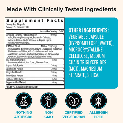 Zenwise Health Digestive Enzymes for Gut Health & Bloating Relief - Multi Enzymes Digestion Supplement with Probiotics, Bromelain & Papaya for Digestive Health Support - Men & Women - 180 Count