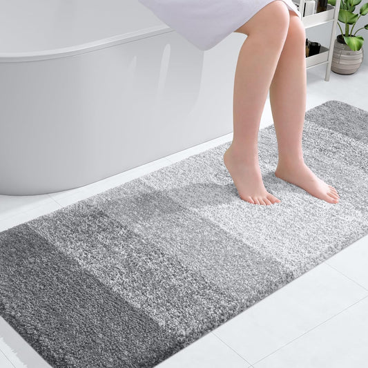 OLANLY Bathroom Runner Rugs 59x24, Extra Soft Absorbent Microfiber Bath Rugs, Rubber Backing, Quick Dry, Washable Bath Mats for Bathroom Floor, Tub and Shower, Home Decor Accessories, Light Grey