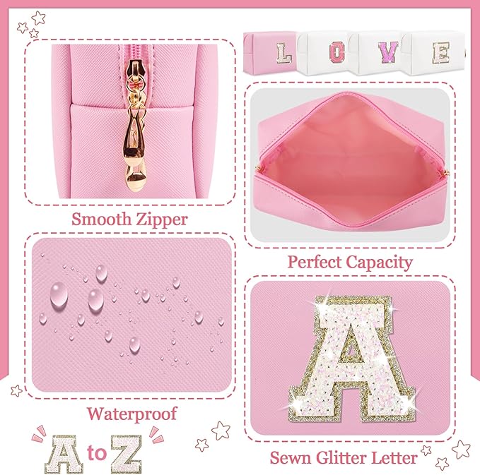 Personalized initial letter makeup bag,